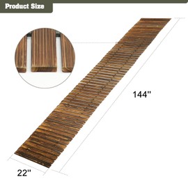 12FT Wooden Garden Pathway, 22 Inch Wide Outdoor Roll Out Walkway with Anti-Slip Spikes, No Installation Patio Path Mat for Lawn, Backyard (Dark Brown)