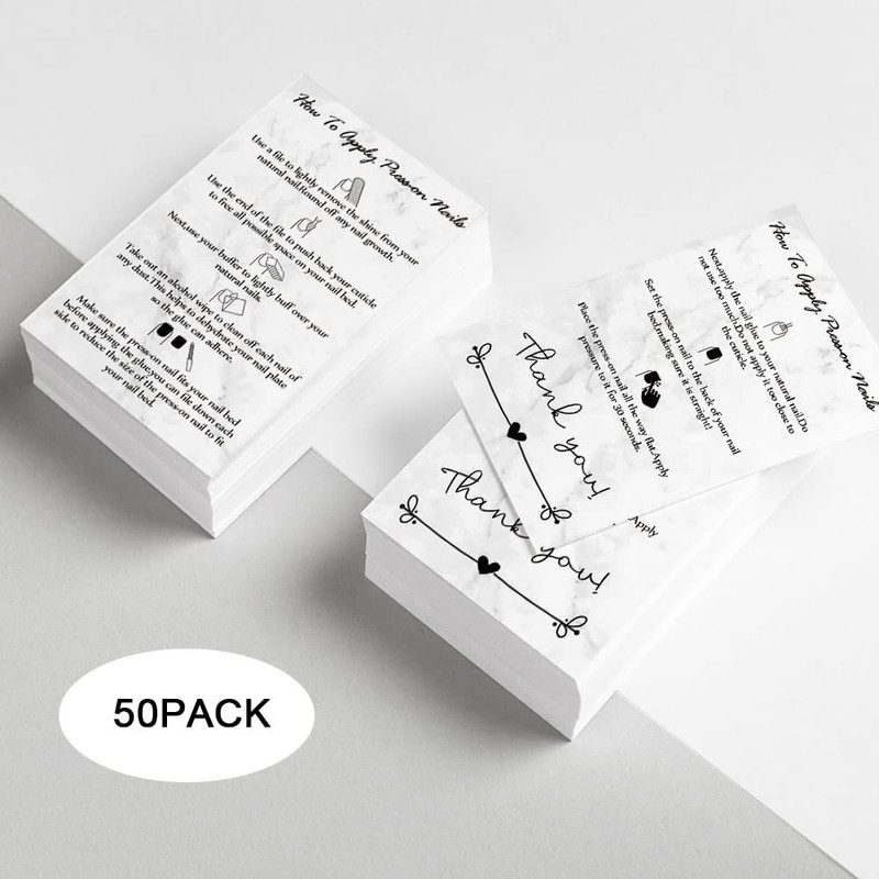 Press-On Nail Application Instructions Cards, Aftercare Instructions Cards, DIY Press-On