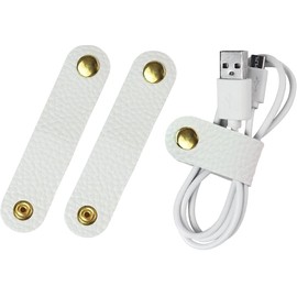 Carrotez Leather Cord Organizer, Cable Organizer for Travel, Cord Keeper, Cable Ties, Cable Straps, Cord Wraps for Charging Cords - 3 pcs (White)