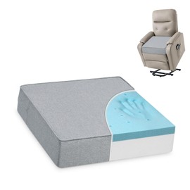 Shinnwa Gel Memory Foam Recliner Cushion for Elderly, Extra Large Seat Cushion, Dual-Layer Foam Chair Pad for Couch, Armchair, Wicker Chairs, Floor, 18 × 18 × 4in, Light Gray
