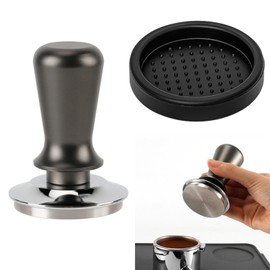 53mm Spring Loaded Espresso Tamper,Coffee Tamper 304 Stainless Steel Base,Barista Espresso Tamper for Cafe, Kitchen, Bakery, Tea Room(Black)