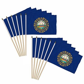 New Hampshire 12x18in Stick Flag - 1 dozen pack