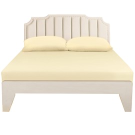 Lirex Fitted Sheet, King Size 100% Cotton 300 Thread Count Soft Breathable Fitted Sheet, 200x200cm, Cream White