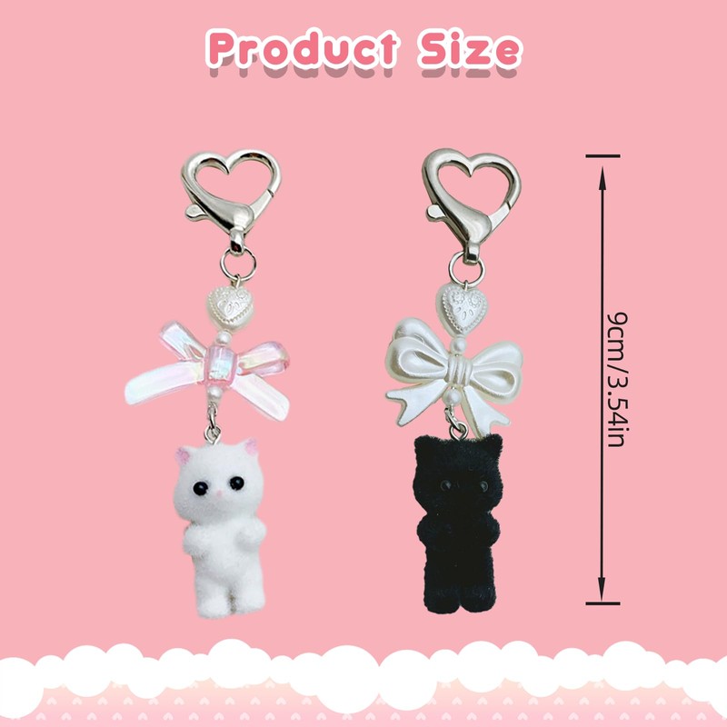 VARKAGE Pack of 2 Cute Y2K Cat Keyrings, Plush Cat