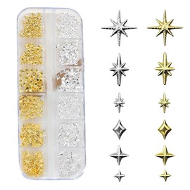 Nail Parts, Nail Parts, Ribbon, Accessory Parts, Nail Parts, Resin Parts, Nail Parts, Character Nail Parts, Hearts, Nail Parts, Stars, Hexagram Stars, Metal Deco Parts, Gel Nails, Jewelry Parts, Handmade DIY, Craft Material (Gold + Silver)