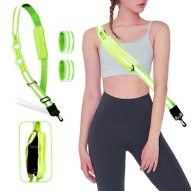 Pomerol LED Reflective Vest Running Gear High Visibility Reflective Running Gear Rechargeable Light Up Running Vest for Walking Running Cycling, Adjustable for Men Women（ 4Lights Colors + Wrist）