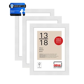 DEHA Design Fontana Wooden Picture Frame, Set of 3, 13 x 18 cm, White