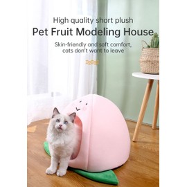 SSDHUA Cat Nest Peach Apple Zongzi Shaped Cat Sofa Bed Cute and Comfortable Pet Cat House Removable Nest Cushion Indoor Multifunctional Decorative Pet Bed Suitable for Small Cats and Dogs (Zongzi,L)