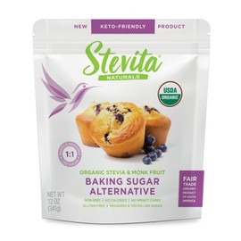 Stevita Organic Monk Fruit Bake-It-Better Pouch - 12 oz - Baking Sugar Alternative with Monk Fruit, Stevia & Erythritol - No Calories - USDA Organic, Non-GMO, Vegan, Keto, Paleo, Gluten Free