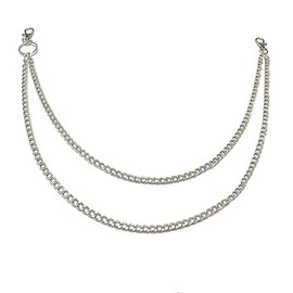 yaozeio Pant Chain for Men Women Hip Hop Chains, Pocket Chain Belt Goth Accessories for Women Men Jean Wallet Chain Punk Chains Backpack Decorations Ornament (Silver 2 Layer)