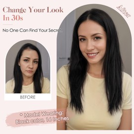 Hairro Human Hair Toppers 100% Real Hair, 3.5"x4.7" Base Hand-wovened Hairpieces with Invisible Clips for Women, for Thinning Hair/Covering Greyish Hair on Top, 10 Inch Light Natural Black