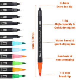 120 Colors Watercolor Paint Markers, Dual Tip Paint Markers with Brush Tip and Fine Tips, Double Brush Marker Pens for Adults, Kids, Eggs, Rocks, Wood, Canvas, Stone, Ceramic, DIY Crafts Making