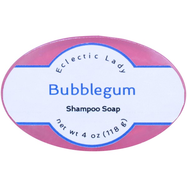 Eclectic Lady Bubblegum Shampoo Soap Bar with Pure Argan Oil, Silk Protein, Honey Protein and Extracts of Calendula Flower, Aloe, Carrageenan, Sunflower - 4 oz Bar