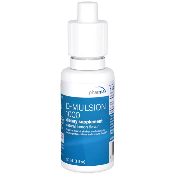 Pharmax D-Mulsion | Liquid Emulsified Vitamin D | 1 fl. oz. | Natural Lemon Flavor