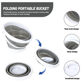 Foldable Bucket, Bucket 5 L, Cleaning Bucket, Foldable, PP + TPE, Suitable for Wall Mounting, for Household Cleaning, Car Washing, Water Removal, Outdoor Camping, Beach Game (Grey White)