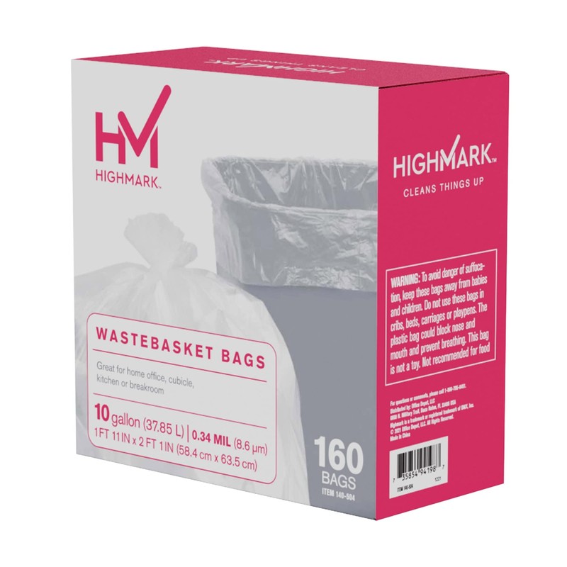 Highmark Trash Bags, 10 Gallons, Box Of 160, DP00504