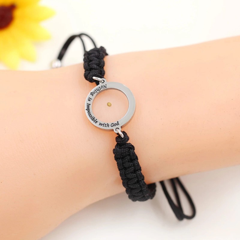 Sts Store Adjustable Black String Braided Bracelets Mountain Mustard Seed