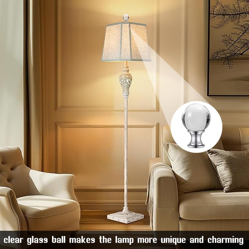 Akahttbn 2 Pack Lamp Finials Glass Crystal Ball, Lamp Finials