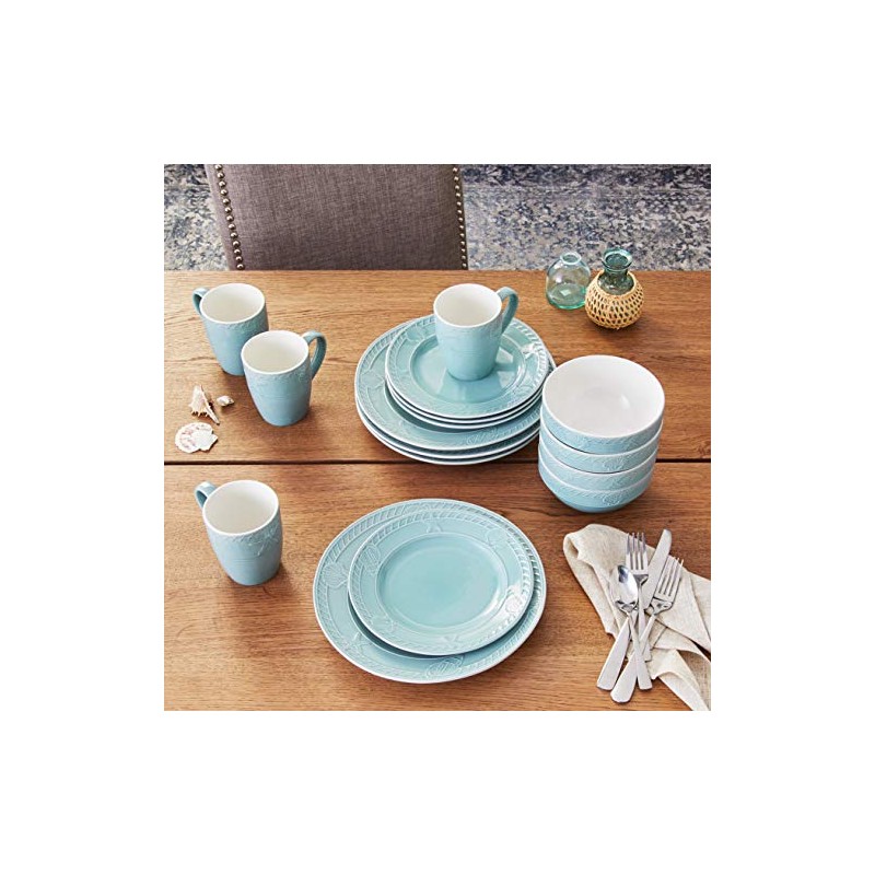Pfaltzgraff Antigua 16 Piece Dinnerware Set (Set of 4), Blue