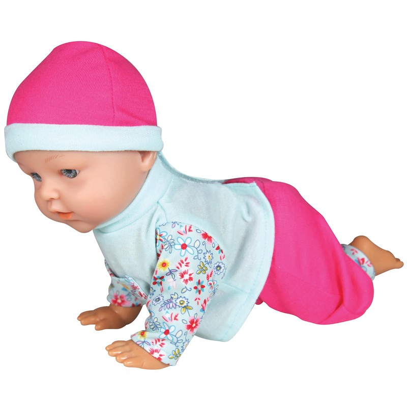 Lissi: 12" Crawling Baby Doll - Pink & Blue -