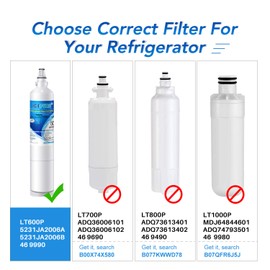 ICEPURE 5231JA2006A Replacement for LG LT600P, KENMORE 9990, 5231JA2006B, KENMORECLEAR 46-9990, 5231JA2006A-S, WFC2001, LSC27931ST, LFX25960ST, FML-2,RWF1000A Refrigerator Water Filter 2PACK