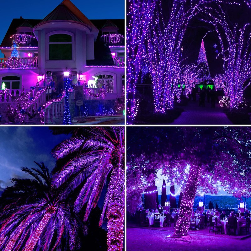 QITONG 2 Pack Purple Solar Fairy Lights Outdoor Waterproof, Each
