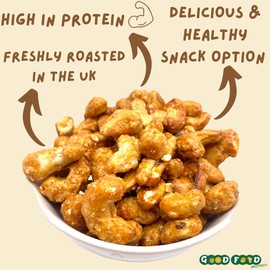 GoodFoodDelivered Honey Roasted Cashew Nuts 500g - Premium Quality, Freshly Roasted - Naturally Sweet & Crunchy - Great For Healthy Snacking, Vegetarian Diet