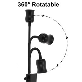 CAPASTEC Fish Tank Light, Aquarium Light, USB Small Aquarium Light with Timer, 360° Rotate Aquarium Lamp, 3 Colors Adjustable Focal Length, Black