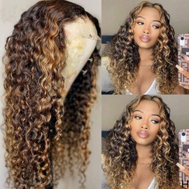 nabeauty 150% Density Highlight Lace Front Wig Human Hair 13×4 Lace Frontal Wigs Curly Wig 4/27 Pre Plucked With Baby Hair For Women