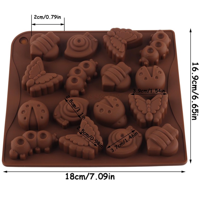 AIBOYA 16 Cavity Insect Silicone Candy Molds Butterfly Snail Bee