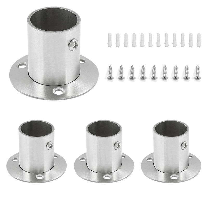 Moicstiy 4Pcs 3/4 Inch Dia Closet Rod Flange Holder Stainless