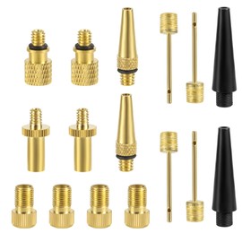 NQEUEPN 16pcs Bicycle Valve Adapter Set, Brass Tire Valve Adapter Ball Pump Needle FV/AV AV/EV EV/FV Adapter Inflatable Nozzles for Presta Schrader Valve Sports Balls Bikes Inflatable Device