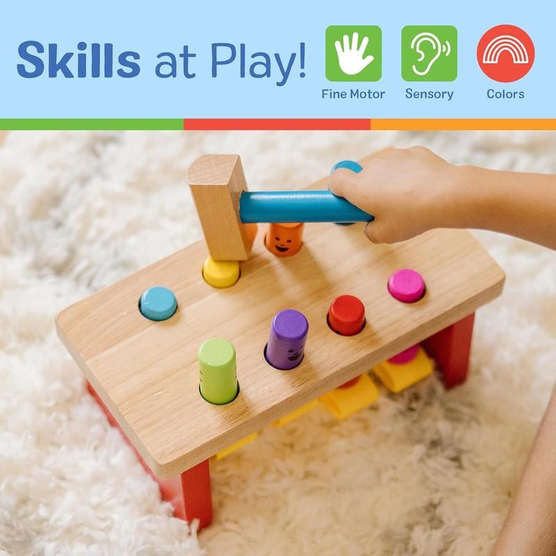 Melissa & Doug Deluxe Pounding Bench Wooden Preschool Learning Toy