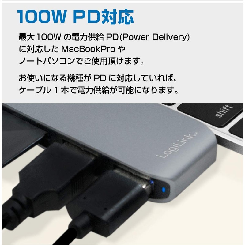 LogiLink Type-C Aluminum Body Multifunction Hub USB3.0/SD/Micro SD/Thunderbolt 3/4K HDMI