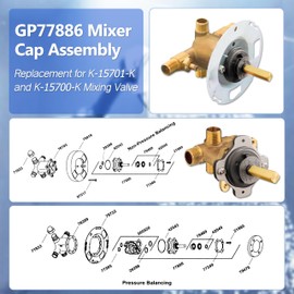 GP77886 Mixer Cap Assembly Replacement for Kohler K-15700-K and K-15701-K Mixing Valve,Black