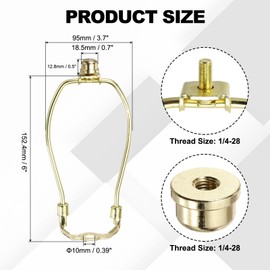 YOKIVE 6 Inch Lamp Harp, Detachable Lamp Shade Holder with 3/8 Standard Saddle and Finial Heavy Duty Bracket for Table Floor Standing Lamps, Golden