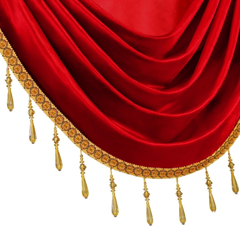 ELKCA Luxury Burgundy Red Velvet Curtain Valances for Living Room