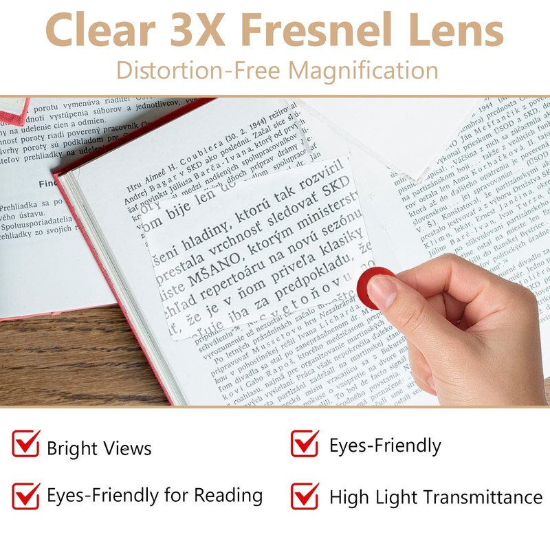 4 PCS 3X Fresnel Magnifying Glass, Portable Credit Card Magnifier