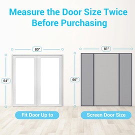 TheFitLife Fiberglass Magnetic Screen Door - Heavy Duty Mesh with Full Frame Hook and Loop Powerful Magnets That Closure Automatically, Door Screen Mesh Net