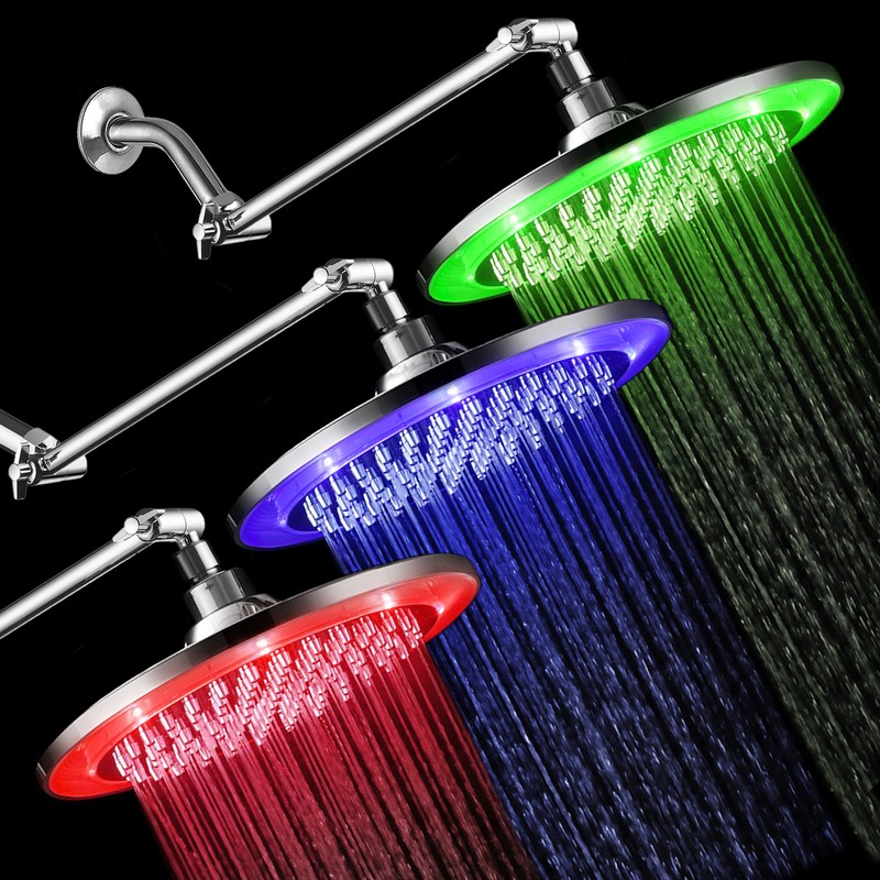 HotelSpa Giant 10" Rainfall Color-Changing LED Shower Head and FREE