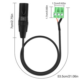 XMSJSIY XLR to 3-pin Phoenix Cable XLR 3P Male to PHX3M NBKF/2EDG-5.08 3pin PCB Screw Terminal Block Adapter Connector Cord for Speakers -0.4M/1.3FT