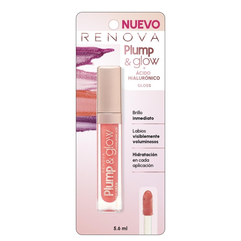 Gloss Plump & Glow con Ácido Hialurónico, Renova, Tono Deja