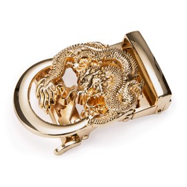 Barry.Wang Men Belt Gold Dragon Buckle Designer with Real Leather Business Gift Luxury Adjustable
