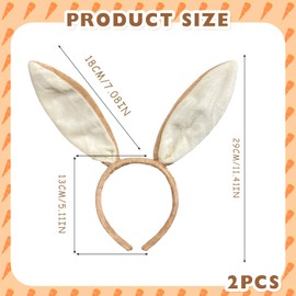 TUONYIS 2 Pcs Bunny Ears Headband Rabbit Ears Headband Bunny Headband Easter Bunny Costume Cute Plush Rabbit Ears Hairband Plush Rabbit Ears Dress Up Accessories for Adult and Kids (Brown) (Brown)