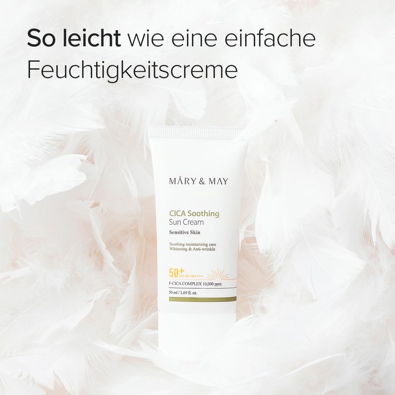 Mary&May CICA Soothing Sun Cream SPF50+ PA++++ 50 ml (1,69 fl. oz.) |