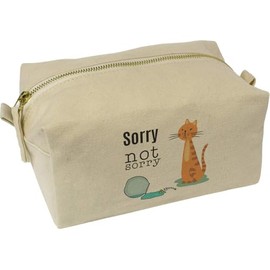 'Naughty Cat with Fish Bone' Canvas Wash Bag/Makeup Case (CS00044252)