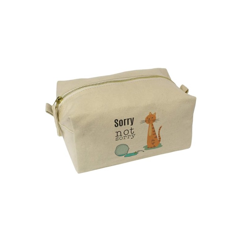 'Naughty Cat with Fish Bone' Canvas Wash Bag/Makeup Case (CS00044252)