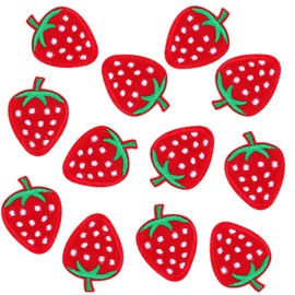 Xinjoduz 12 PCS Strawberry Patches, Embroidered Strawberry Iron On/Sew on Patch, Cute Applique Iron Patches for Clothing Pants Hats Jeans Backpacks DIY Crafts(Red)
