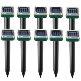Mole Repellent Solar Powered 10 Pack,Snake Vole Repellent Outdoor, Gopher Repellen for Lawn Garden Waterproof, Sonic Spikes,Get Rid of Moles Groundhog Squirrel Chipmunk Ultrasonic Repeller