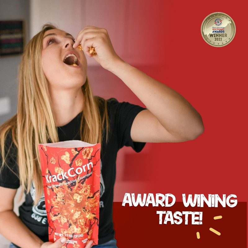 KrackCorn Caramel Popcorn, Gluten-Free, Non-GMO, Sweet and Salty Snack, No